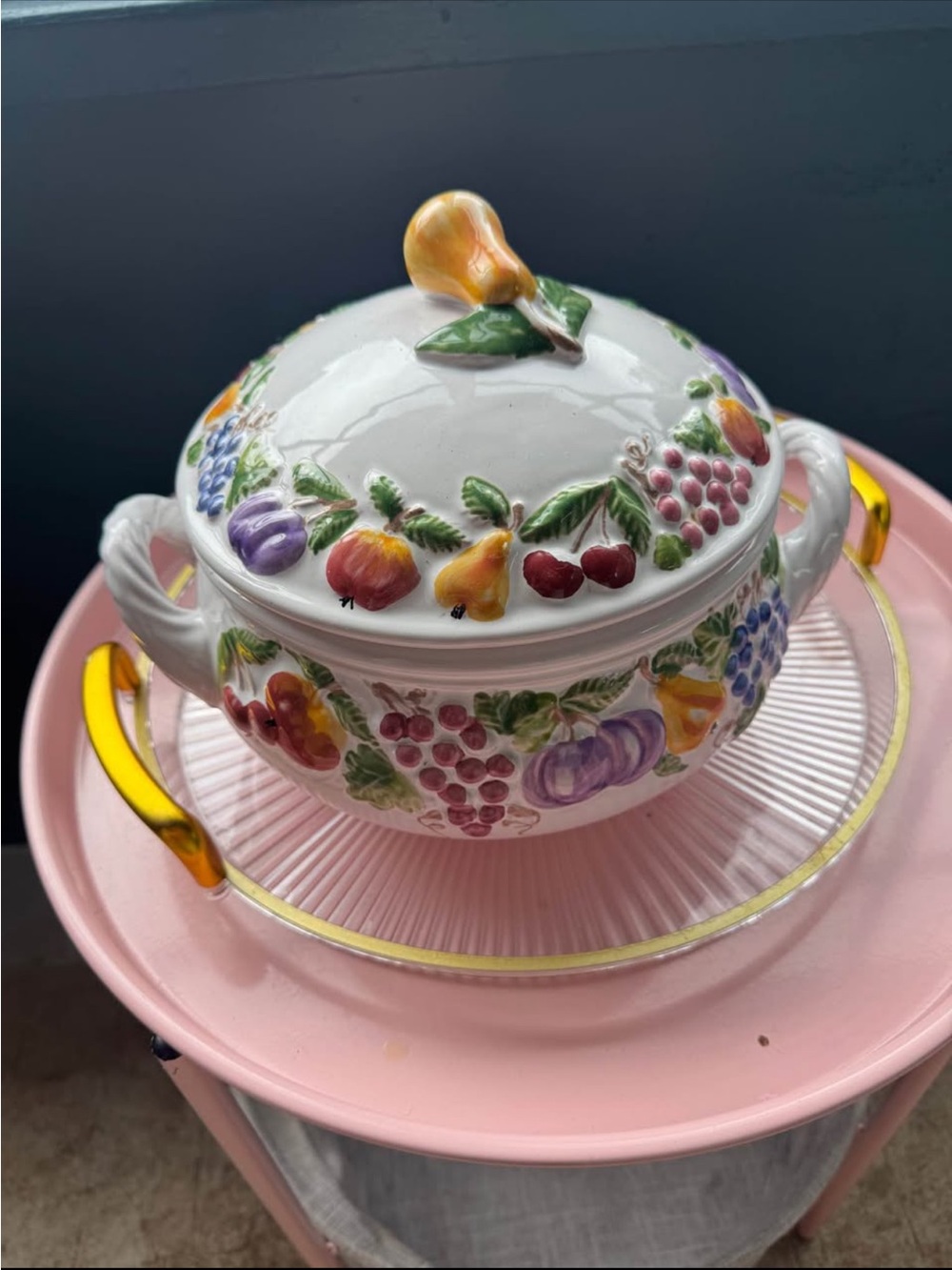 Handcrafted Casserole Dish/Fruit Bowl/Soup Tureen with Lid by Mesa International